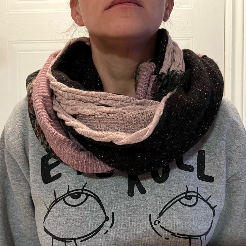 Cozy Pink and Black Knit Sweater
